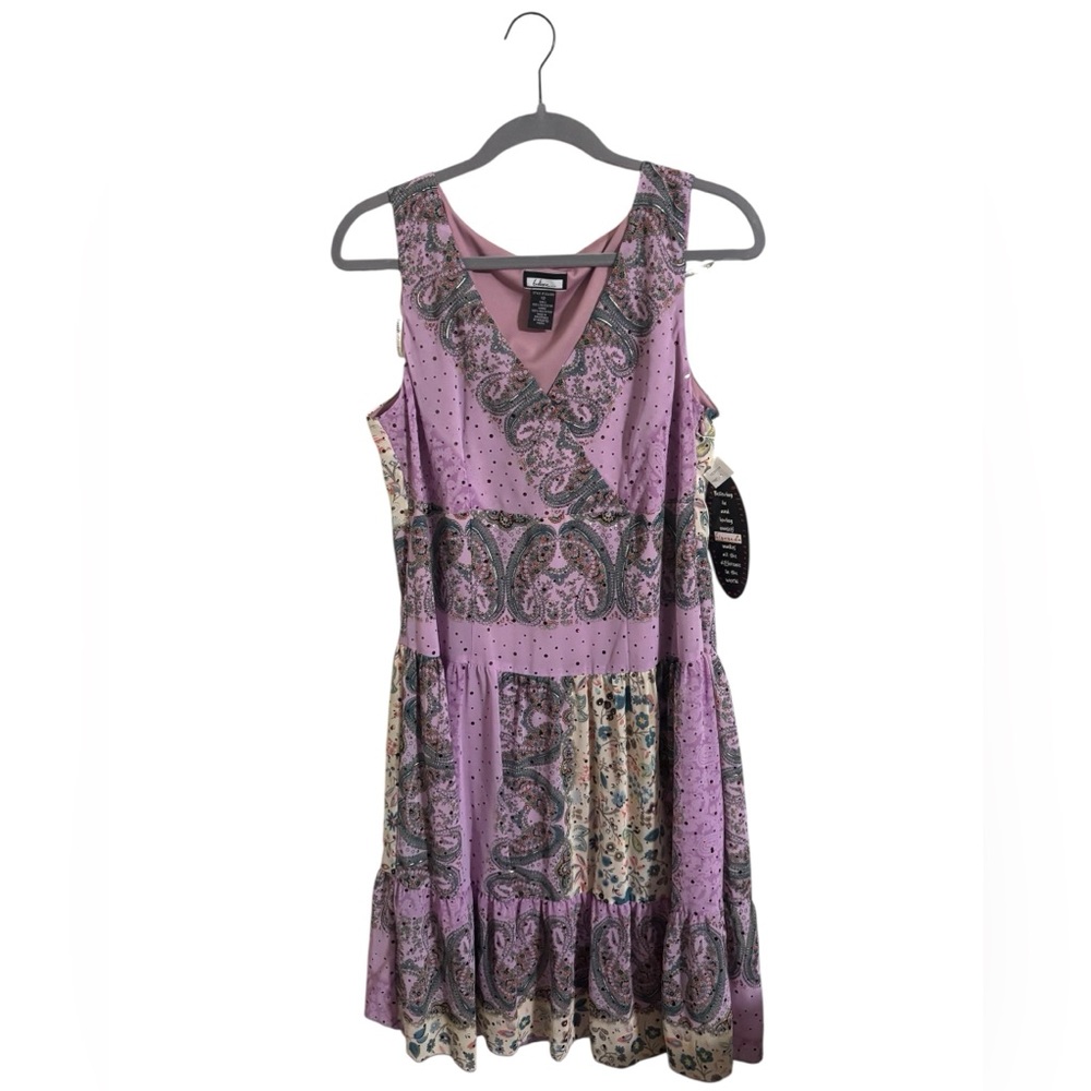 Believe Y2K Purple Sleeveless Paisley Beaded Dress Size‎ 12